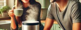 a couple enjoying a cup of tea from their smart tea brewer