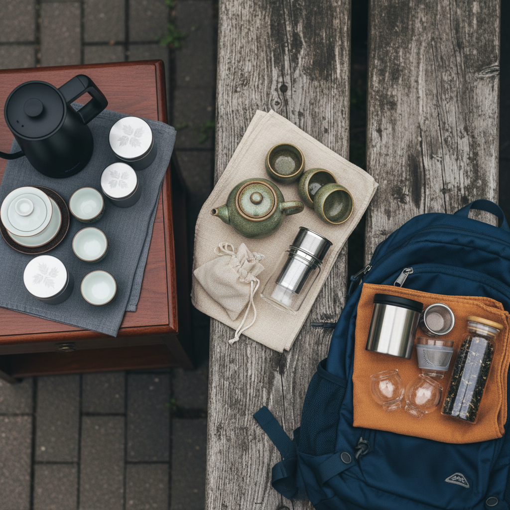travel tea making set on the road